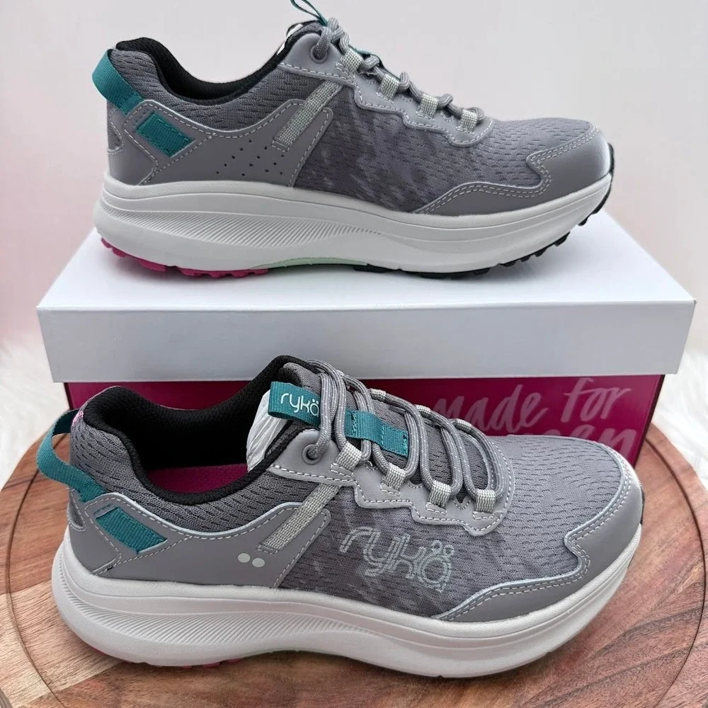 Ryka Treetop‎ Trail Tech Grey Teal Walking Shoes Womens 7.5 M J3125M1020 NEW